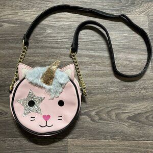 Luv Betsey by Betsey Johnson Pink Faux Leather Chloe Cat Unicorn Crossbody Bag